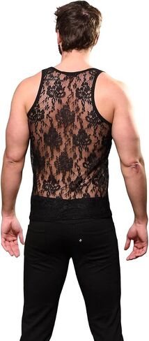 Andrew Christian Unleashed Lace Tank, Black, X-Large in Saudi Arabia