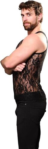 Andrew Christian Unleashed Lace Tank, Black, X-Large in Saudi Arabia