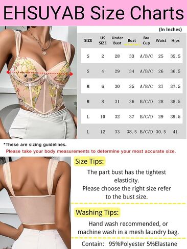 EHSUYAB Corset Top For Women, Floral Embroidered, Casual Bustier Date Night in Saudi Arabia
