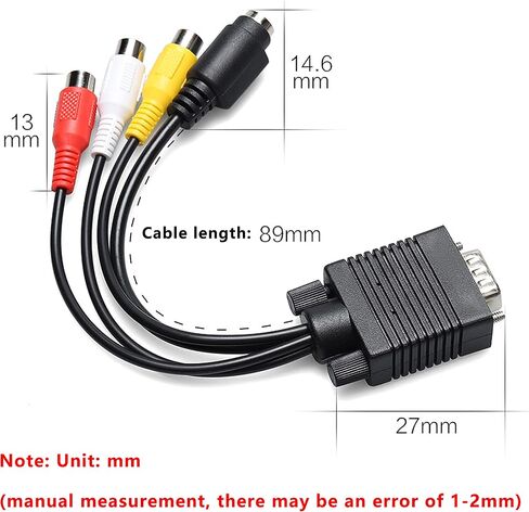 GELRHONR VGA to S Video 3 RCA Converter AV TV Out Cable,VGA Male to S-Video Female + 3 RCA Female Adapter for TV PC Computer Video AV Projector - 20CM in Saudi Arabia
