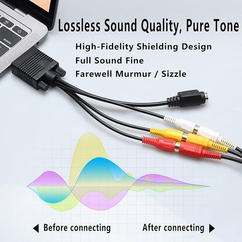 GELRHONR VGA to S Video 3 RCA Converter AV TV Out Cable,VGA Male to S-Video Female + 3 RCA Female Adapter for TV PC Computer Video AV Projector - 20CM in Saudi Arabia
