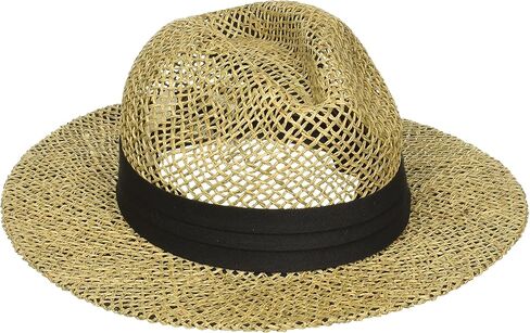 San Diego Hat Co. Men's Black Seagrass Panama Fedora Hat with Cloth Band in Kuwait