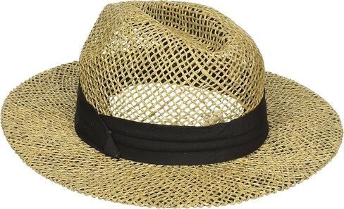 San Diego Hat Co. Men's Black Seagrass Panama Fedora Hat with Cloth Band in Kuwait