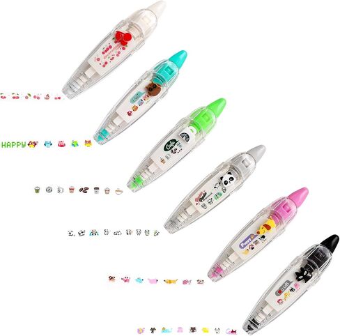 AUEAR, 5 Pack Correction Tape Cute Cartoon Push Tape Sticker Machines Kawaii Decorative Correction Tape for Scrapbooking Diary Planner Journal DIY Crafts (Owl/Cat/Monster/Letter A/Dog Design) in Saudi Arabia