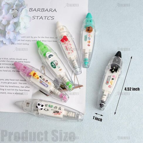 AUEAR, 5 Pack Correction Tape Cute Cartoon Push Tape Sticker Machines Kawaii Decorative Correction Tape for Scrapbooking Diary Planner Journal DIY Crafts (Owl/Cat/Monster/Letter A/Dog Design) in Saudi Arabia
