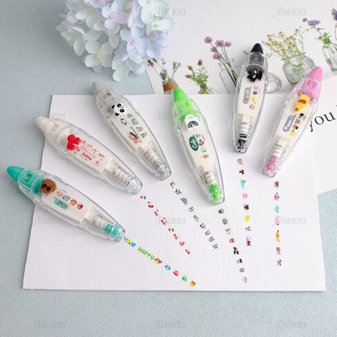 AUEAR, 5 Pack Correction Tape Cute Cartoon Push Tape Sticker Machines Kawaii Decorative Correction Tape for Scrapbooking Diary Planner Journal DIY Crafts (Owl/Cat/Monster/Letter A/Dog Design) in Saudi Arabia