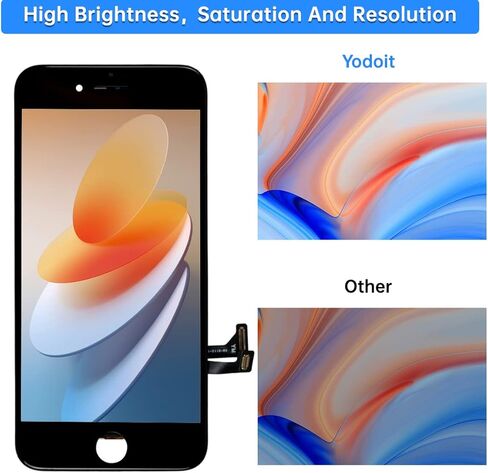 Yodoit for iPhone 7 Screen Replacement Kit LCD with Home Button, Ear Speaker, Front Camera, Full Assembly Display Digitizer and Repair Tool Kit, Protector (Model A1660, A1778, A1779) Black in Kuwait