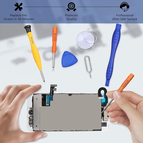 Yodoit for iPhone 7 Screen Replacement Kit LCD with Home Button, Ear Speaker, Front Camera, Full Assembly Display Digitizer and Repair Tool Kit, Protector (Model A1660, A1778, A1779) Black in Kuwait