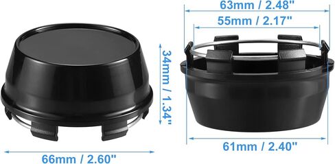 ACROPIX 61mm Base Outer Diameter 6 Clips 66mm Overall Outer Diameter Wheel Rim Hub Center Caps Cover Black - Pack of 4 in Saudi Arabia