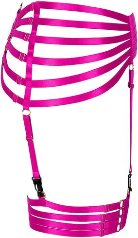 PETMHS Women's Punk Harness Leg Garters Belts Waist Lingerie Strappy Elastic Adjust Thigh garters and stocking in Saudi Arabia