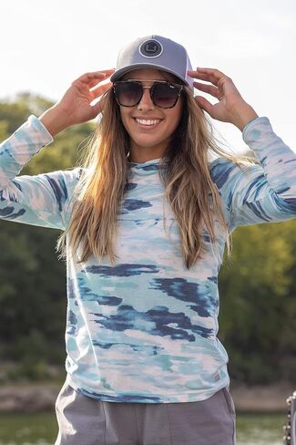 HUK Waypoint Pattern Hoodie, Long-Sleeve Shirt for Women in Saudi Arabia