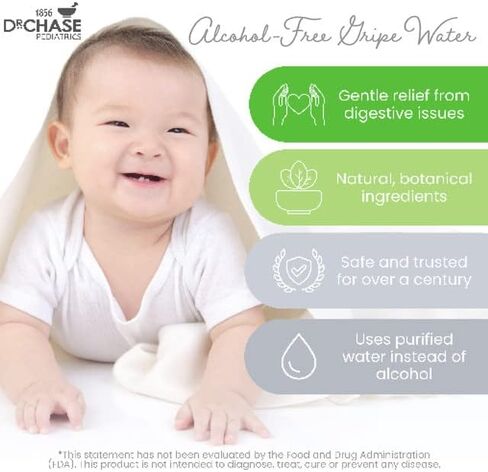 حزمة مياه دكتور تشيس كوليك - تخفيف مغص الأطفال طوال اليوم وخالي من الكحول طوال اليوم - ماء غريب للأطفال والرضع - تخفيف غازات الأطفال للتشنجات وعدم الراحة في المعدة والفواق - عبوتان in Kuwait