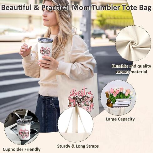 LiqCool Mothers Day Gifts for Mom Wife- Best Mom Ever Tumbler Gift Set, Gifts for Mom from Daughter Son, Unique Popular Mother's Day Gift Ideas, 20 Oz Mom Birthday Cup(White) in Saudi Arabia