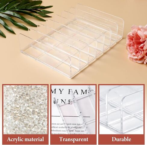 Popokk 4 حزمة الاكريليك البريد فارز المنظم واضح الاكريليك علبة النقود مقسم المال صينية حشو 7 أقسام الاكريليك عينيه لوحة ماكياج المنظم لبطاقة البريد رسالة مغلف لوحة in Kuwait