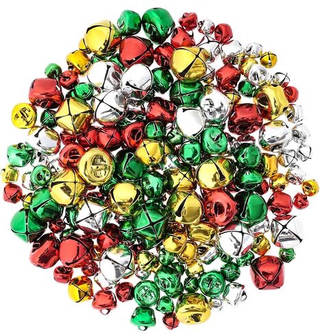 أجراس جلجل للحرف اليدوية، Marrywindix 200 قطعة أجراس جلجل ملونة متنوعة أجراس حرفية بالجملة أجراس DIY لعيد الميلاد والحفلات وديكور المهرجانات وديكور المنزل (0.4/0.5/0.6/0.8 بوصة) in Kuwait