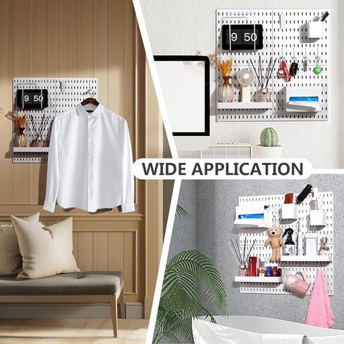 Zoeynex Modular Pegboard Wall Organizer Kit: Stylish Storage Solution for Decor, Crafts, and Display - Includes 26 Durable Accessories & 4 Peg Boards, High Load-Bearing, Easy Install, White, 22" x 22" in Kuwait
