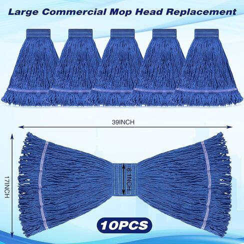 Nuogo 10 Pcs Commercial Mop Head Replacement Floor Cleaning Wet Mop Heads Wet Mop Head Refills Heavy Duty Commercial Mop Refills General Cleaning Mop Refills in Saudi Arabia