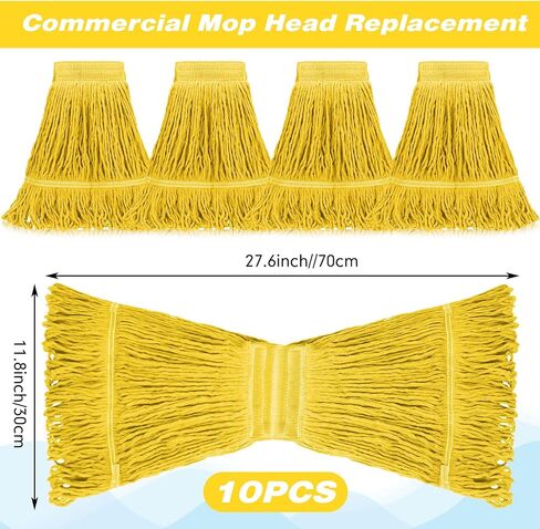 Nuogo 10 Pcs Commercial Mop Head Replacement Floor Cleaning Wet Mop Heads Wet Mop Head Refills Heavy Duty Commercial Mop Refills General Cleaning Mop Refills in Saudi Arabia