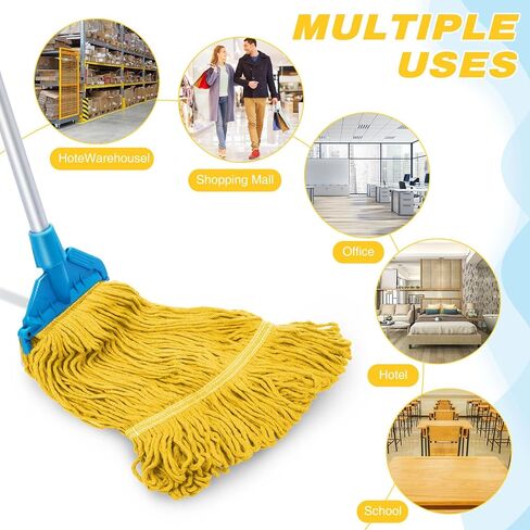 Nuogo 10 Pcs Commercial Mop Head Replacement Floor Cleaning Wet Mop Heads Wet Mop Head Refills Heavy Duty Commercial Mop Refills General Cleaning Mop Refills in Saudi Arabia