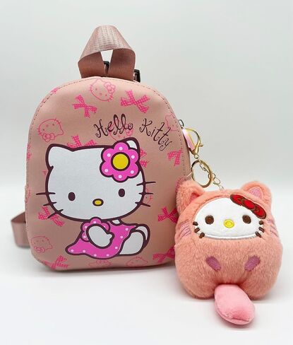 حقيبة ظهر صغيرة من Fa-Doara Kitty للنساء والمراهقين، محفظة ظهر لطيفة مع سلسلة مفاتيح قطيفة، حقيبة ظهر صغيرة ومحفظة كتف in Saudi Arabia