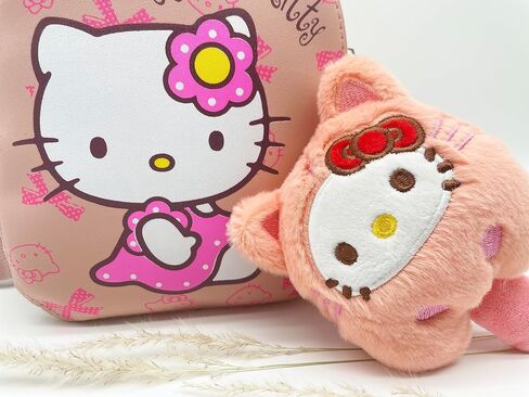 حقيبة ظهر صغيرة من Fa-Doara Kitty للنساء والمراهقين، محفظة ظهر لطيفة مع سلسلة مفاتيح قطيفة، حقيبة ظهر صغيرة ومحفظة كتف in Saudi Arabia