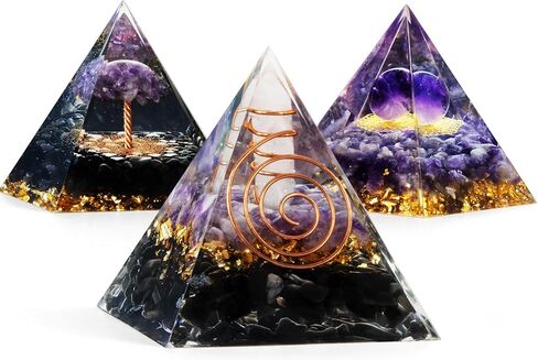 The7boX أهرامات كريستال 3 قطع أورجونيت جمشت سبج شفاء أهرامات كريستال لجذب الحظ وتقليل الإجهاد والشفاء والتأمل والطاقة الإيجابية in Kuwait