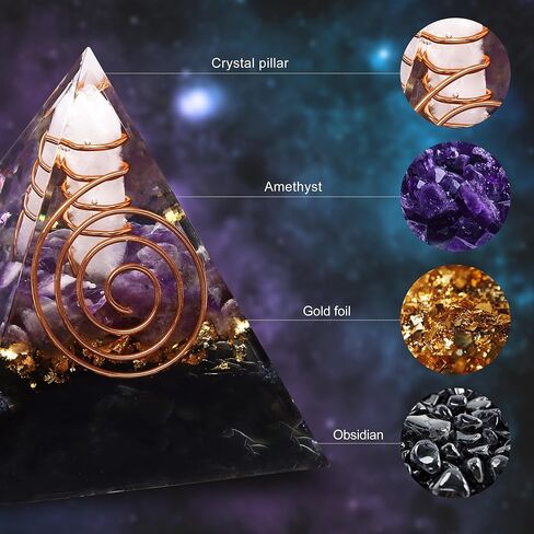 The7boX أهرامات كريستال 3 قطع أورجونيت جمشت سبج شفاء أهرامات كريستال لجذب الحظ وتقليل الإجهاد والشفاء والتأمل والطاقة الإيجابية in Kuwait