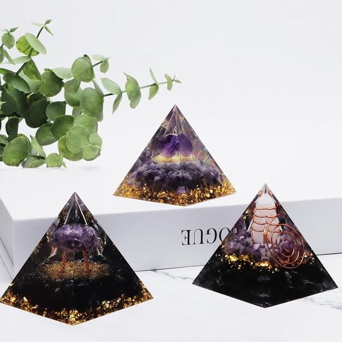 The7boX أهرامات كريستال 3 قطع أورجونيت جمشت سبج شفاء أهرامات كريستال لجذب الحظ وتقليل الإجهاد والشفاء والتأمل والطاقة الإيجابية in Kuwait