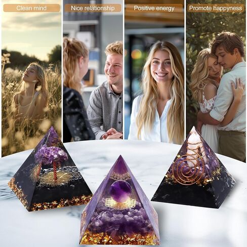 The7boX أهرامات كريستال 3 قطع أورجونيت جمشت سبج شفاء أهرامات كريستال لجذب الحظ وتقليل الإجهاد والشفاء والتأمل والطاقة الإيجابية in Kuwait