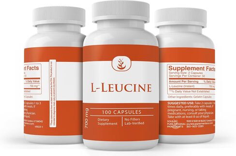 Pure Original Ingredients L-Leucine, (100 Capsules) Always Pure, No Additives Or Fillers, Lab Verified in Saudi Arabia