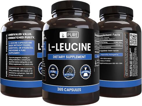 Pure Original Ingredients L-Leucine, (100 Capsules) Always Pure, No Additives Or Fillers, Lab Verified in Saudi Arabia