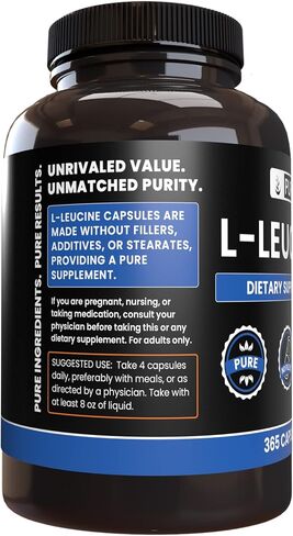 Pure Original Ingredients L-Leucine, (100 Capsules) Always Pure, No Additives Or Fillers, Lab Verified in Saudi Arabia