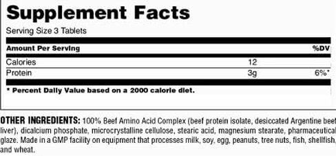 Universal Classic Series 100% Beef Aminos - Pure Beef Amino Complex, EAAs & BCAAs from Beef Protein Isolate & Pure Desiccated Argentine Beef Liver, 66 Servings, 200 Tablets in Saudi Arabia