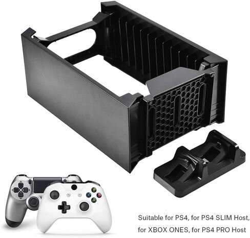 143 Game Storage Tower Controller Charger,Game Disk Rack Holder Vertical Console Stand,Multifunctional Detachable CD Game Disk Holder, for PS4 Slim PRO XboxONE S in Saudi Arabia