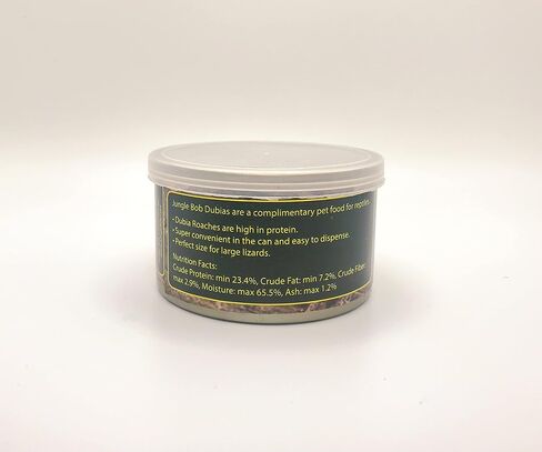 Jungle Bob - Canned Dubia Roaches - Preserved Feeder Insect Food for Reptiles - High Protein - Easy to Dispense from Can - Reusable Plastic Lid - Odor Free - Small - 0.44oz - Approximately 50 Count in Saudi Arabia