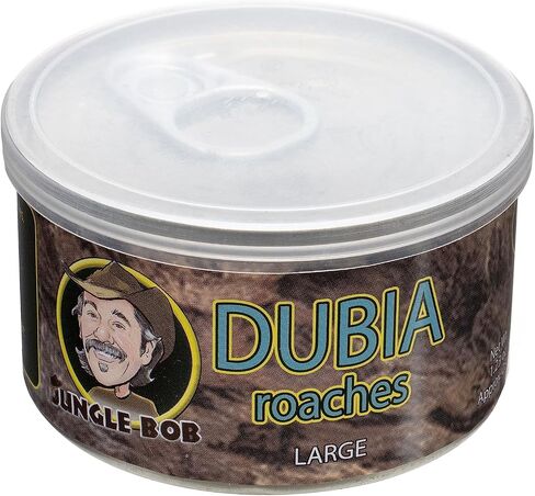 Jungle Bob - Canned Dubia Roaches - Preserved Feeder Insect Food for Reptiles - High Protein - Easy to Dispense from Can - Reusable Plastic Lid - Odor Free - Small - 0.44oz - Approximately 50 Count in Saudi Arabia