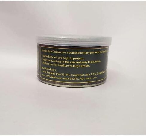 Jungle Bob - Canned Dubia Roaches - Preserved Feeder Insect Food for Reptiles - High Protein - Easy to Dispense from Can - Reusable Plastic Lid - Odor Free - Small - 0.44oz - Approximately 50 Count in Saudi Arabia