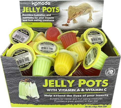 Komodo Jelly Pots Mixed Fruit Flavor Insect Food | Individually Portioned | Provides Nutrition & Hydration for Fruit-Eating Reptiles 40 Count Display (16g per Cup) in Saudi Arabia