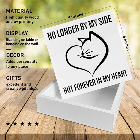 Memorial Gifts for Lose of Cat, Pet Sympathy Gifts Cat Remembrance Gifts Loss of Cat Bereavement Gifts, Forever in My Heart, Cat Memorial Desk Decor Wooden Box Sign in Saudi Arabia