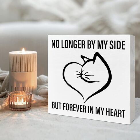 Memorial Gifts for Lose of Cat, Pet Sympathy Gifts Cat Remembrance Gifts Loss of Cat Bereavement Gifts, Forever in My Heart, Cat Memorial Desk Decor Wooden Box Sign in Saudi Arabia