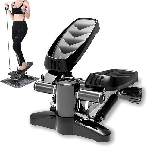 Steppers for Exercise, Mini Stair Stepper with Resistance Bands & Calories Count, 330lbs Weight Capacity Quiet Fitness Stepper for Home Office Workout, Legs Arm Full Body Training in Saudi Arabia