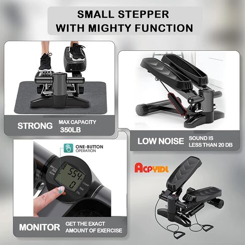 Steppers for Exercise, Mini Stair Stepper with Resistance Bands & Calories Count, 330lbs Weight Capacity Quiet Fitness Stepper for Home Office Workout, Legs Arm Full Body Training in Saudi Arabia