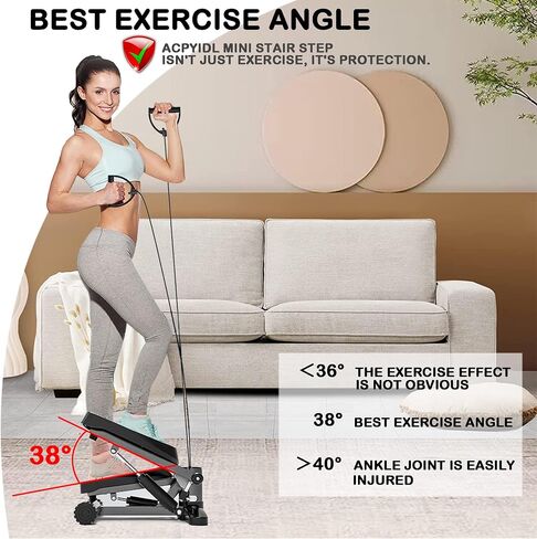 Steppers for Exercise, Mini Stair Stepper with Resistance Bands & Calories Count, 330lbs Weight Capacity Quiet Fitness Stepper for Home Office Workout, Legs Arm Full Body Training in Saudi Arabia