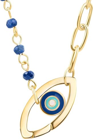 إيقاع KARMA AND LUCK المتناغم - غلاف ساحر للنساء من اللازورد الشر، باللون الفيروزي والكحلي والمينا البيضاء، 3 × سوار ملفوف/قلادة بقفل على شكل جراد البحر، هدايا لها in Kuwait