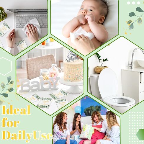 Threlaco 120 Pack Travel Size Wet Wipes Bulk Unscented Pure Water Non Alcohol Safe Individually Wrapped Hand Wipes Wet Toilet Paper Wipes for Adults Women Men Baby(Eucalyptus Design) in Saudi Arabia