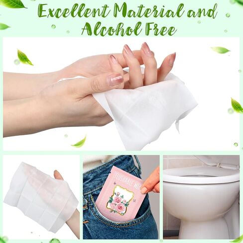 Threlaco 120 Pack Travel Size Wet Wipes Bulk Unscented Pure Water Non Alcohol Safe Individually Wrapped Hand Wipes Wet Toilet Paper Wipes for Adults Women Men Baby(Eucalyptus Design) in Saudi Arabia