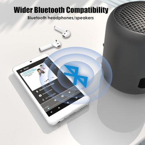160GB MP3 Player with Bluetooth and WiFi,4.3" HD Full Touch Screen,Android Streaming Music Player,Built-in App Store,Take Photo,White in Saudi Arabia