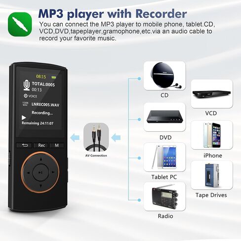 مشغل MP3، مشغلات MP3 Safuciiv بسعة 36 جيجابايت، بلوتوث 5.2، راديو FM، جودة صوت لا تفقد، تسجيل بلمسة واحدة - تجربة صوتية استثنائية لمحبي الموسيقى أثناء التنقل، أسود in Saudi Arabia