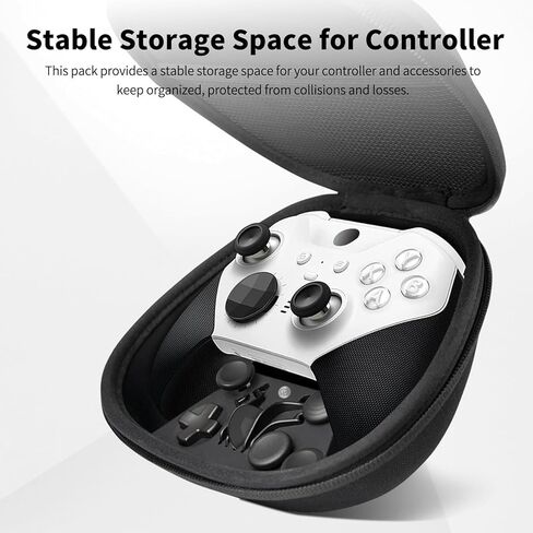حزمة مكونات كاملة من DUXICEPIN لجهاز تحكم Xbox Elite Series 2، طقم استبدال الملحقات مع حقيبة حمل، قاعدة شحن وكابل شاحن، مجاذيف، عصا إبهام، وسادات D وأداة تعديل in Kuwait