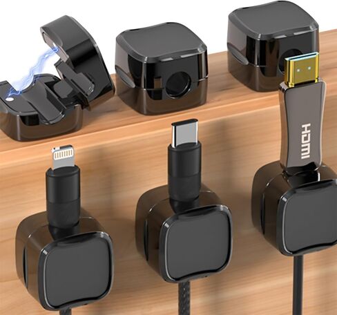 6 قطع من مشابك الكابلات المغناطيسية من BASEPOW، مشابك كابلات لاصقة لمنظم السلك، إدارة منظم حامل الأسلاك للمنزل، المكتب، منضدة سطح المكتب على جدار السيارة (أبيض) in Kuwait